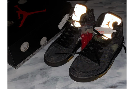 Off-White x Air Jordan 5 Black CT8480-001 - Image 8