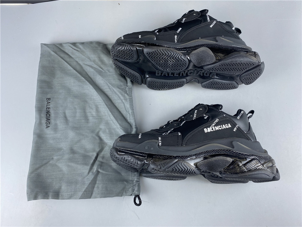 Balenciaga Triple S Allover Logo Black - Image 2