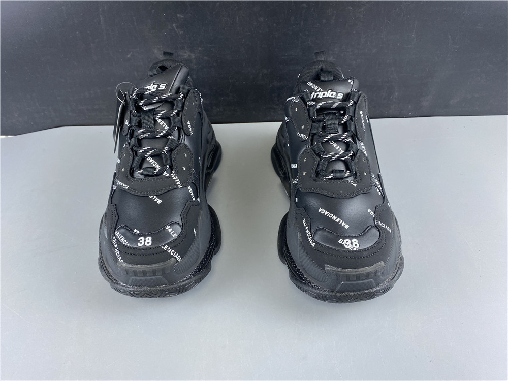Balenciaga Triple S Allover Logo Black - Image 5