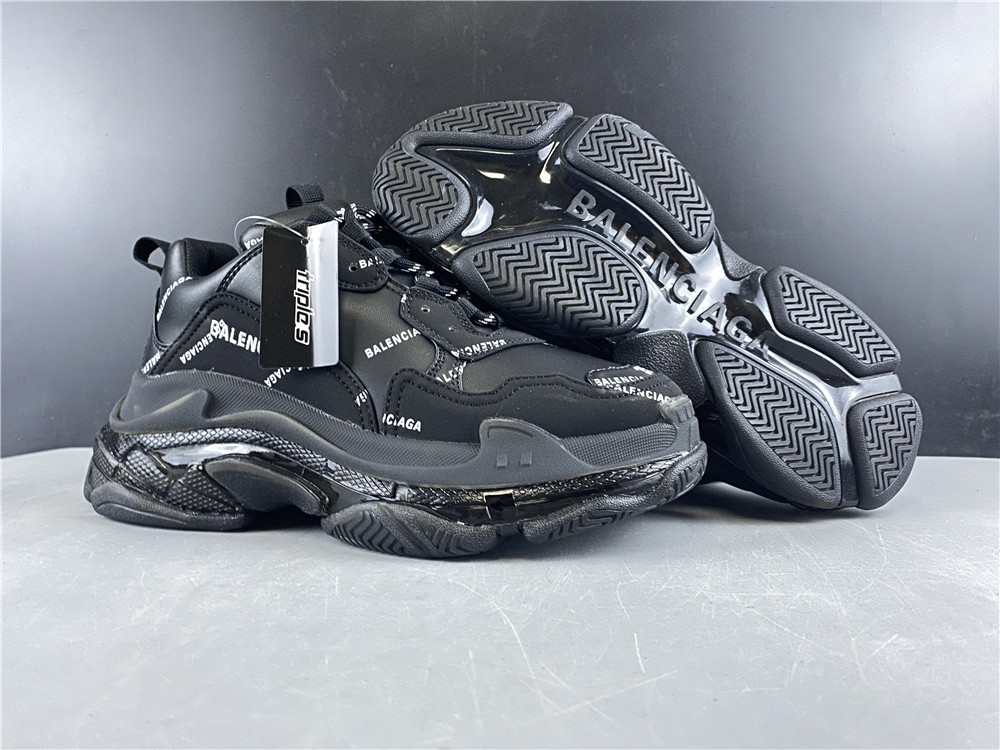 Balenciaga Triple S Allover Logo Black - Image 6