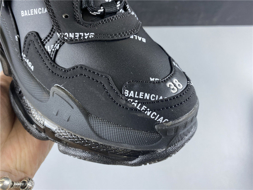 Balenciaga Triple S Allover Logo Black - Image 11