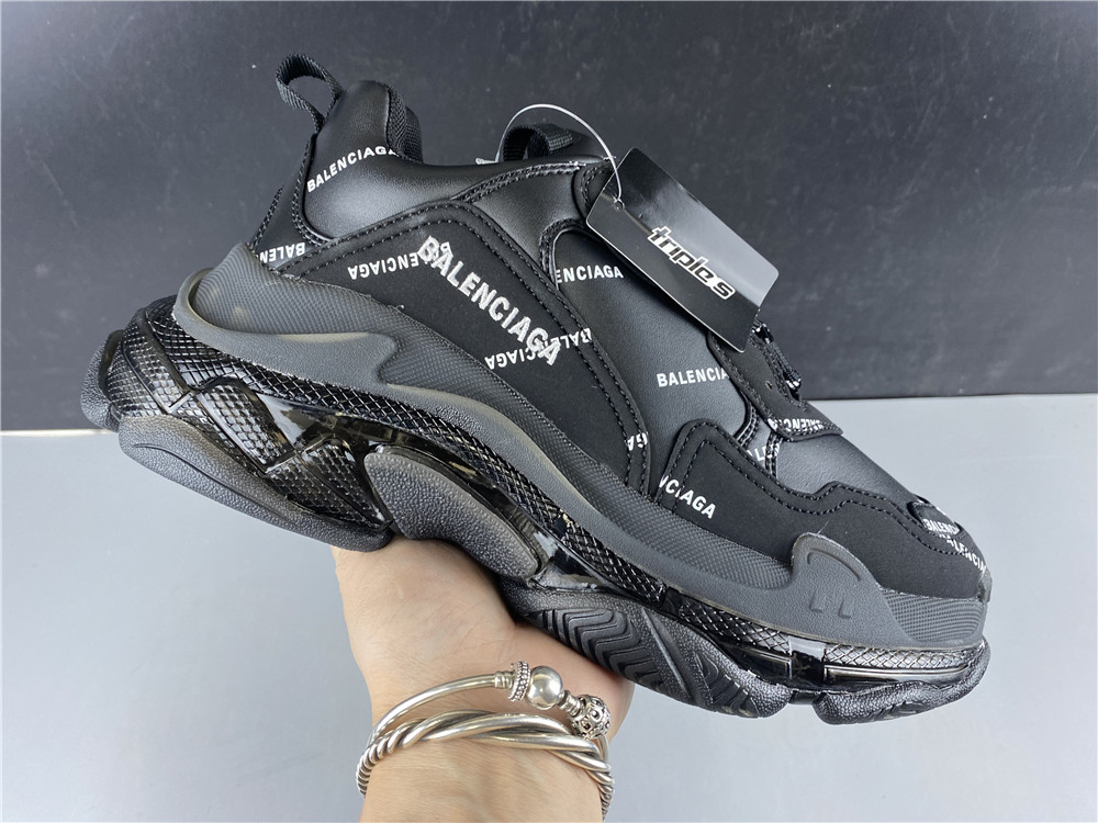 Balenciaga Triple S Allover Logo Black - Image 14
