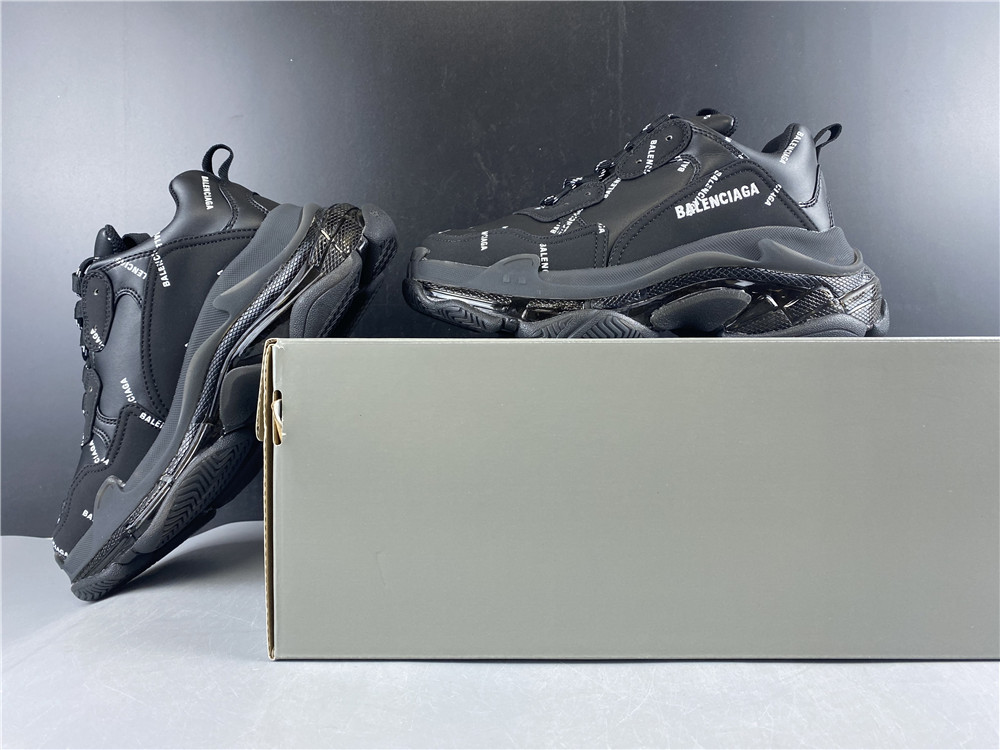 Balenciaga Triple S Allover Logo Black - Image 15
