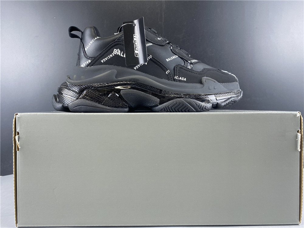 Balenciaga Triple S Allover Logo Black - Image 17
