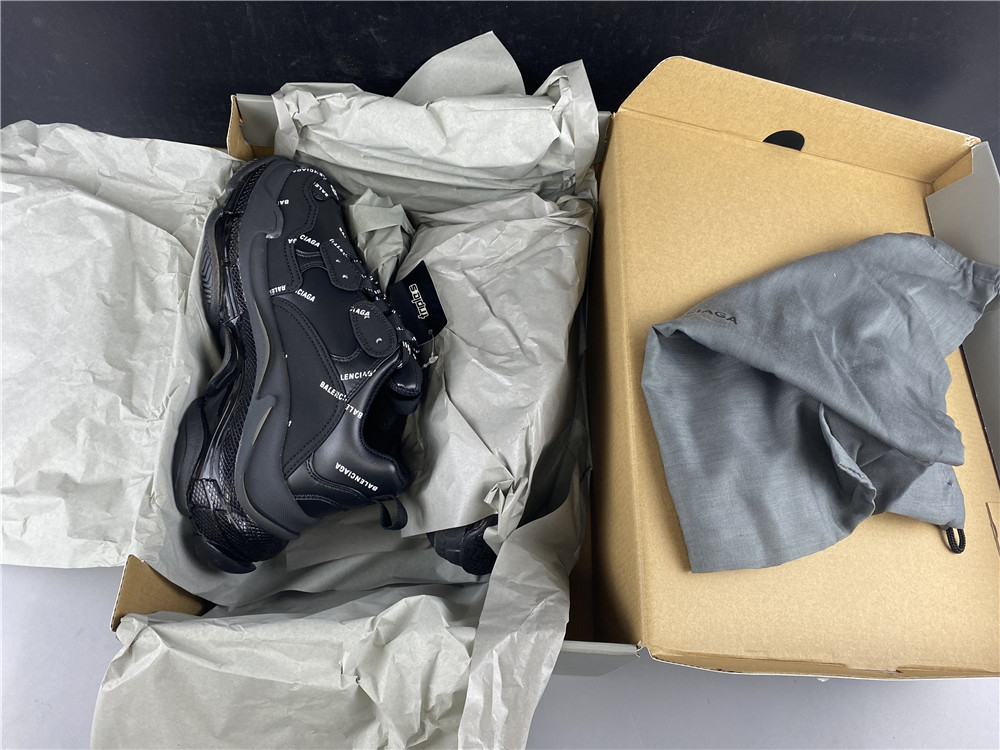 Balenciaga Triple S Allover Logo Black - Image 19