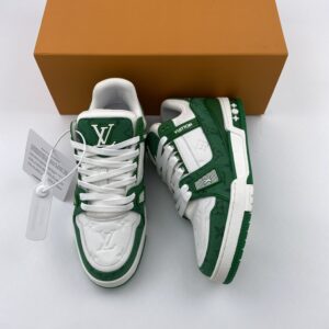 L** V* Trainer Green Monogram Denim White
