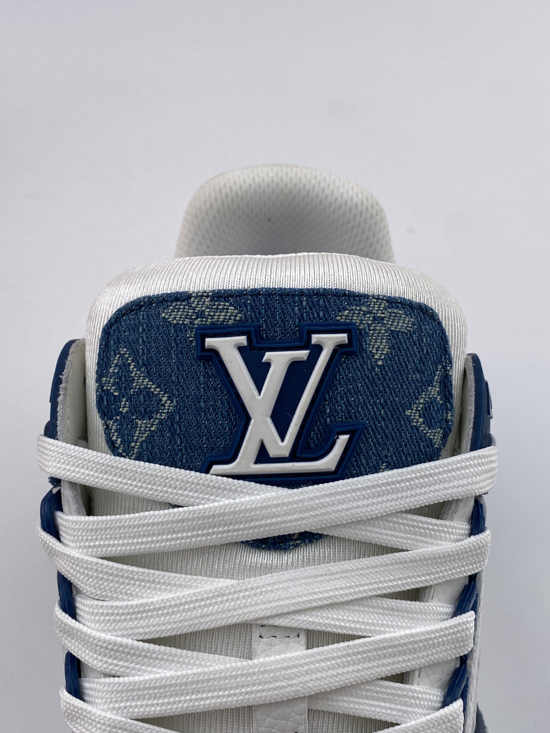 L** V* LV Trainer Monogram Denim White Blue - Image 10