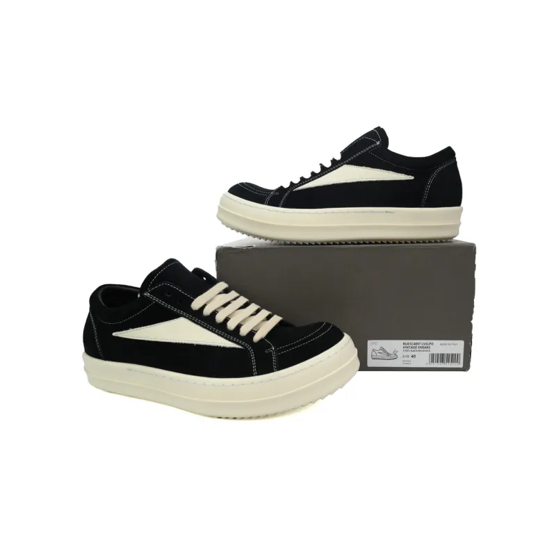 Rick Owens Suede Vintage Sneakers Black - Image 3