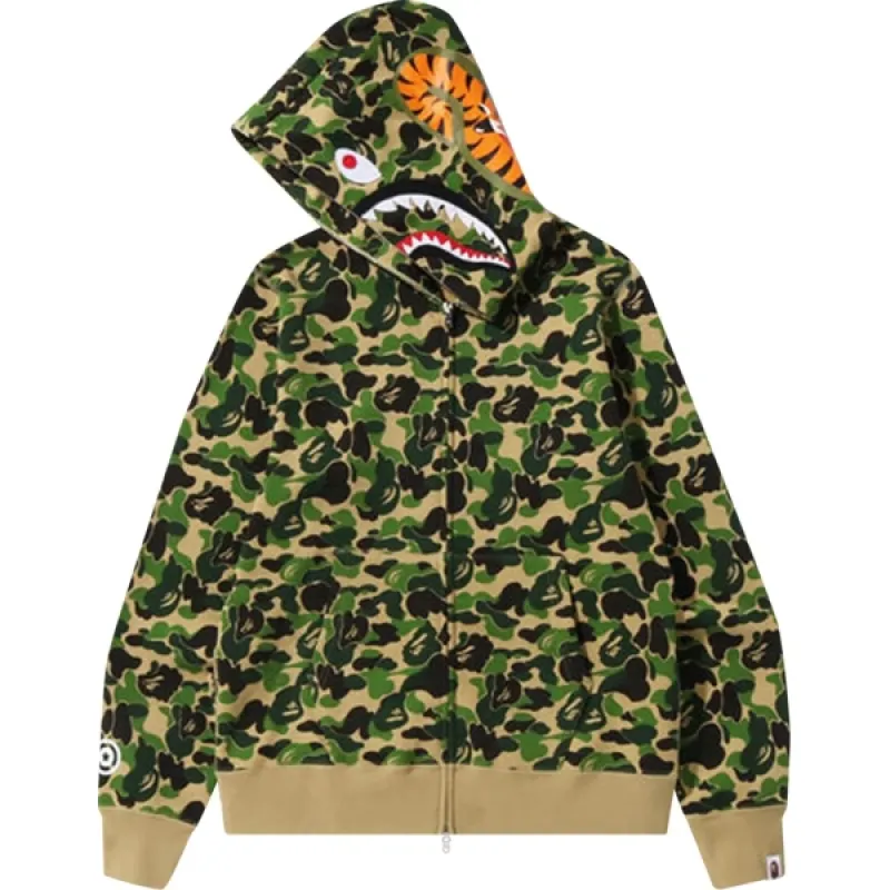 BAPE ABC Camo Shark Zip Hoodie Dark Green - Image 2