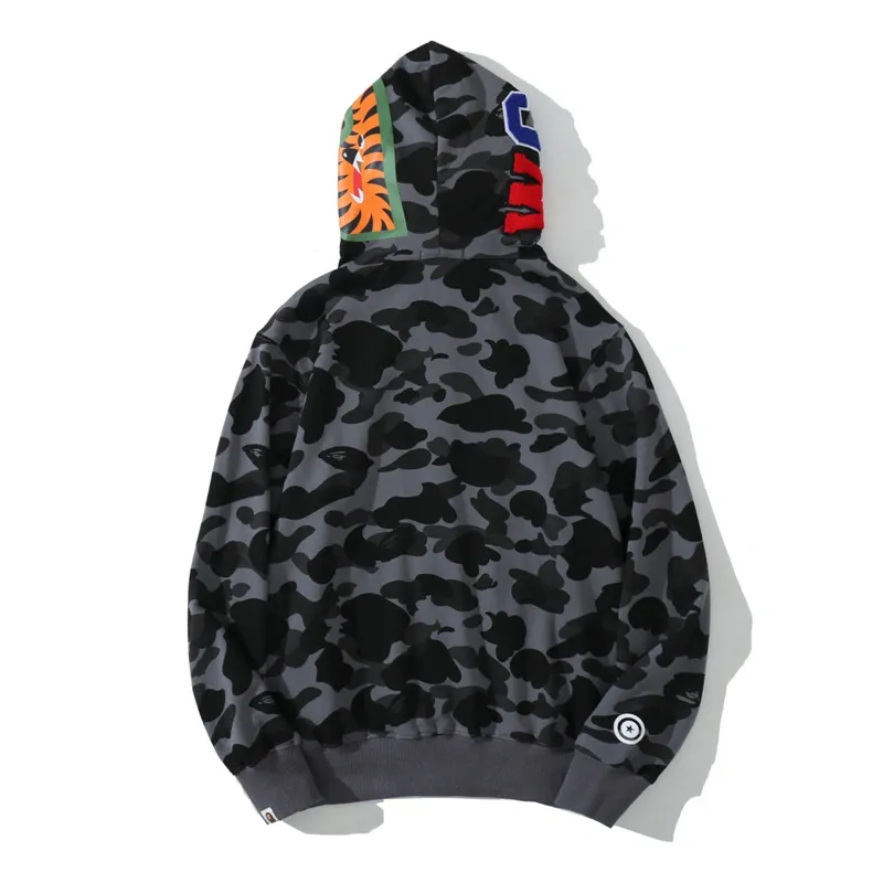 BAPE Color Camo Shark Zip Hoodie Black - Image 2