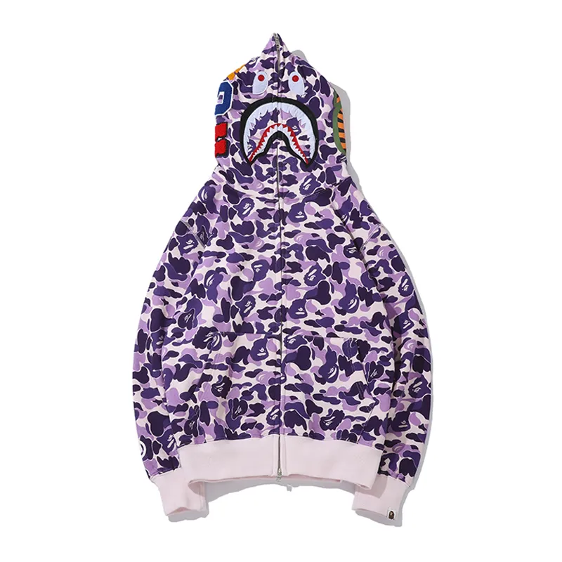 BAPE Color Camo Shark Zip Hoodie Purple 6317 - Image 2