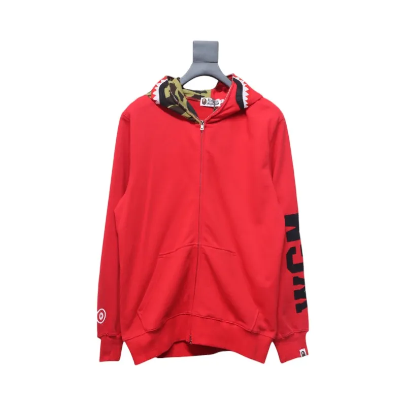 BAPE Color Camo Shark Full Zip Hoodie Red