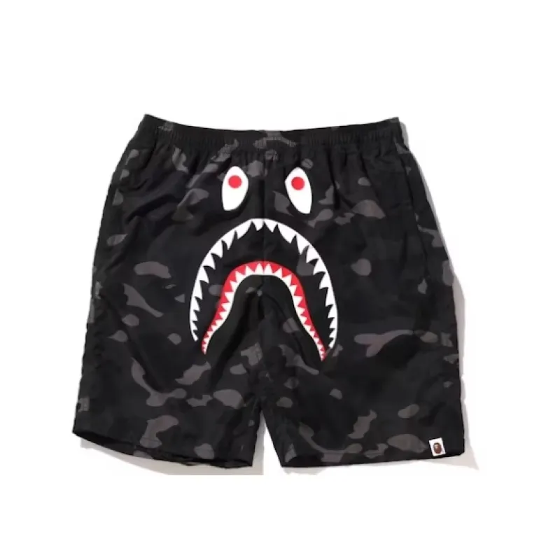 BAPE Color Camo Shark Beach Shorts Black