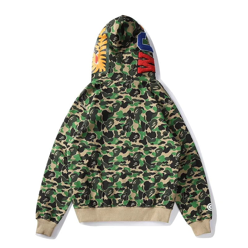 BAPE ABC Camo Shark Zip Hoodie Dark Green - Image 4