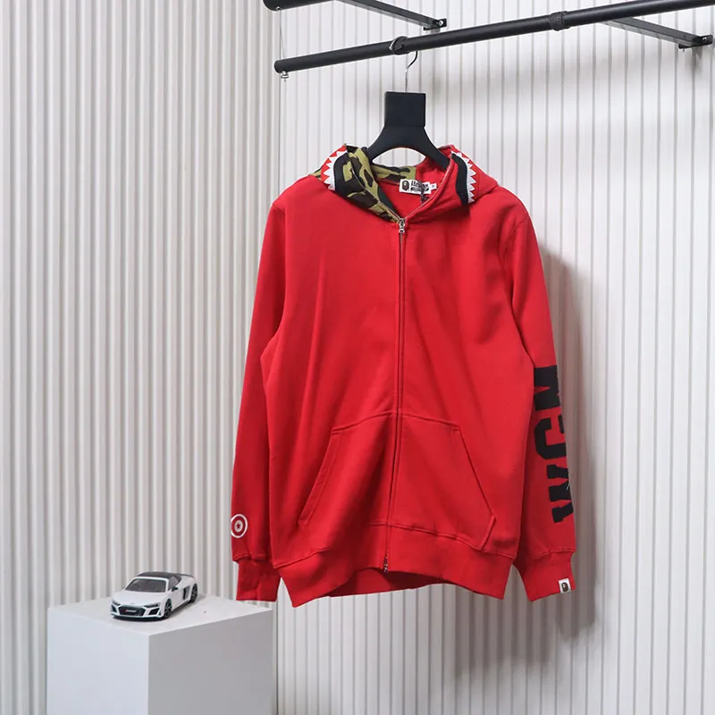 BAPE Color Camo Shark Full Zip Hoodie Red - Image 4