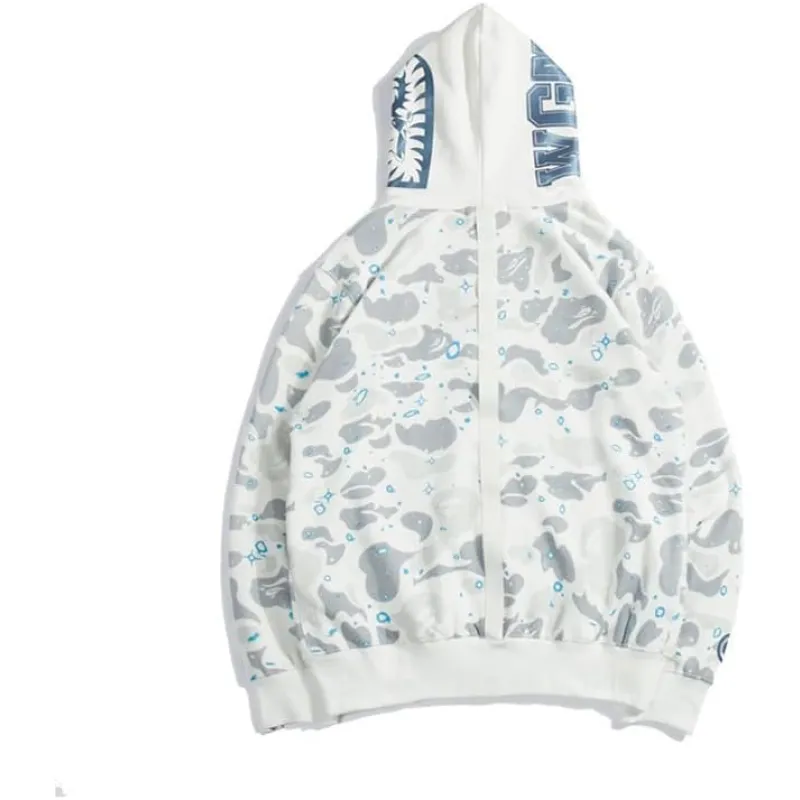 BAPE Space Camo Shark Full Zip Hoodie White - Image 3