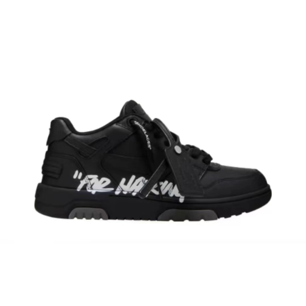 OFF-WHITE Out Of Office OOO "For Walking" Low Tops Black White - Image 2