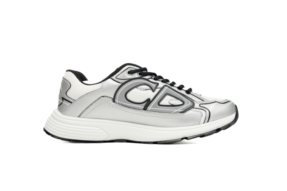 Dior B30 Light Grey Sneakers Black Silver - Image 3