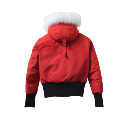 Moose Knuckles stirling classic down jacket with chest fur ball Red/ Blue/White - Image 6